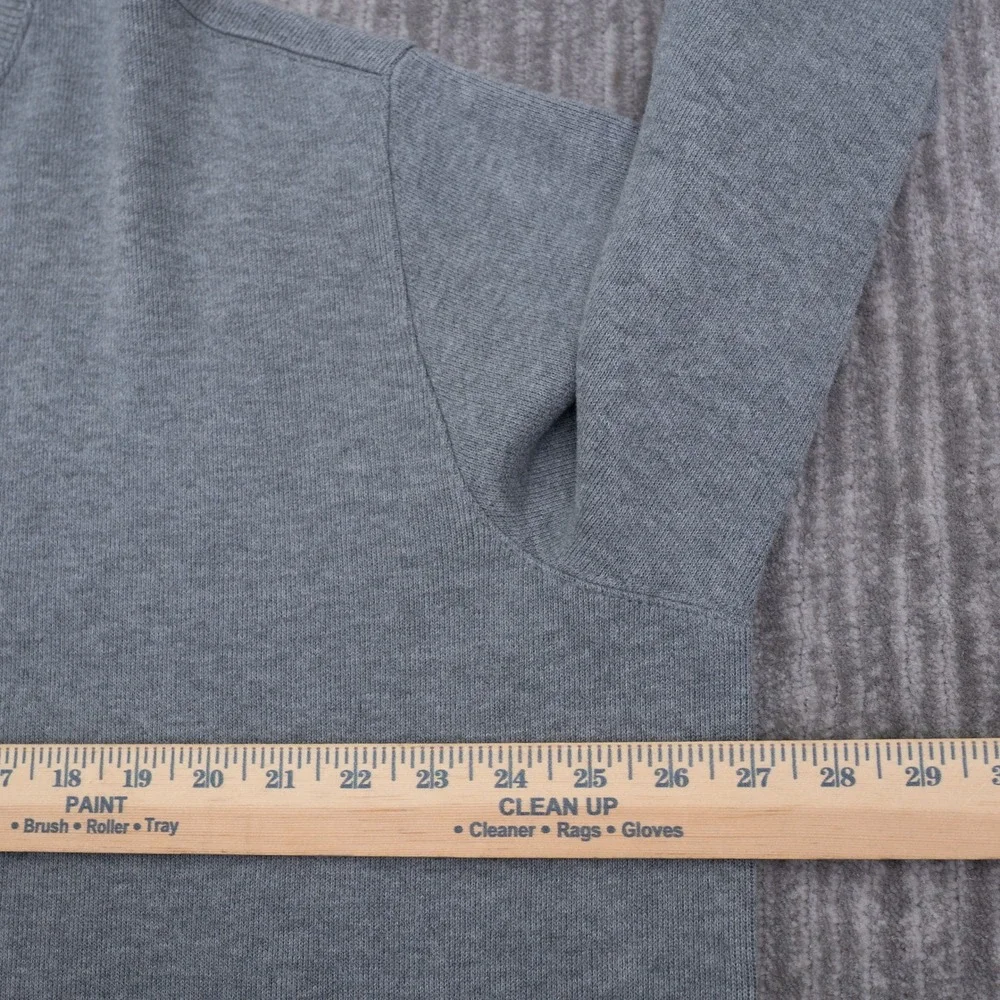 Lands End Mens XXL Gray 100% Cotton Quarter Zip Sweater Elbow Patches 50-52